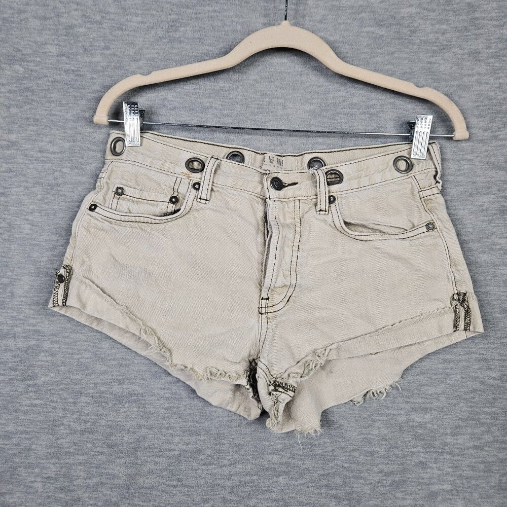 We the Free By Free People Women's Light Brown Cut Off Denim Jean Shorts Sz 25